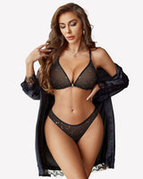 Mesh Bra and Panty Sets 2 Piece Outfits Black Glitter Lingerie Sets-Bra Sets - Tophatter Daily Deals