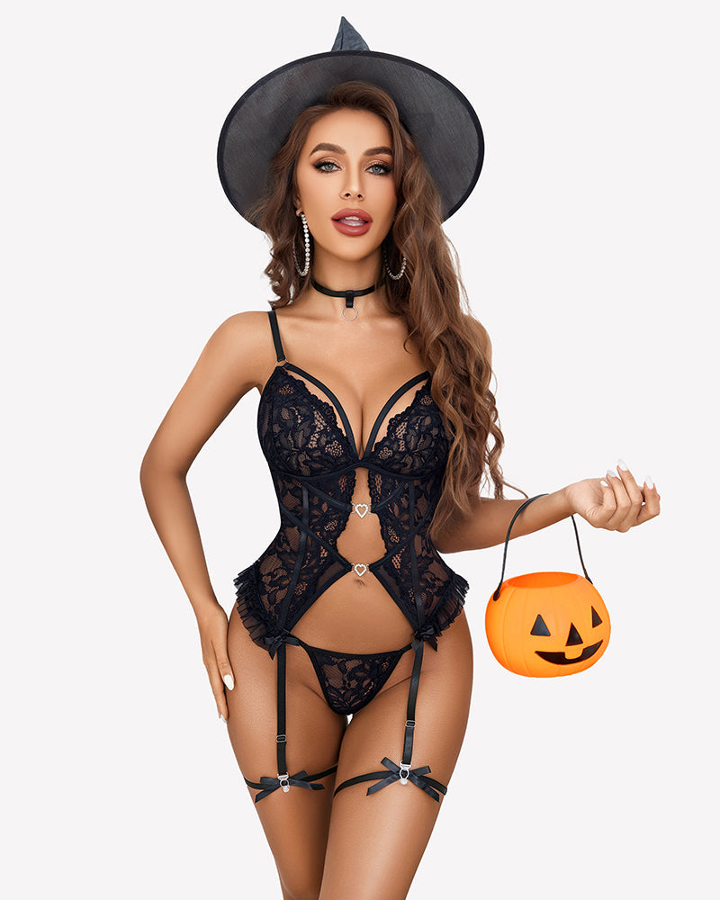 Lace Corset One Piece With Garter Belt Lingeries-Corsets - Tophatter Daily Deals