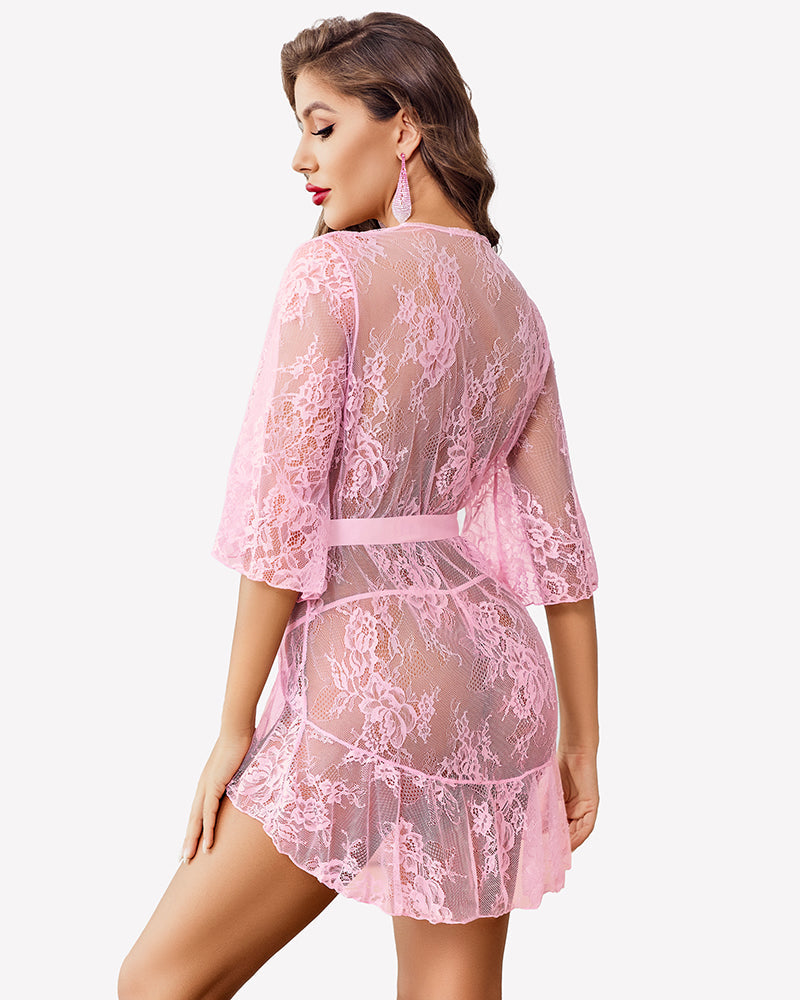 Lace Robes Babydoll Lingerie Dress Sleepwears-Robes - Tophatter Daily Deals