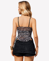 Side Drawstrings Mesh Sheer Tank Tops Lingeries-Crop tops - Tophatter Daily Deals