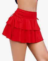Pleated Mini Skirt Ruffle Layered Skirts Red Lingeries-mini skirts - Tophatter Daily Deals