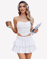 Pleated Mini Skirt Ruffle Layered Skirts Lingeries-mini skirts - Tophatter Daily Deals