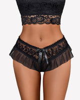Floral Lace Briefs with Cute Bow Lingeries-panties - Tophatter Daily Deals