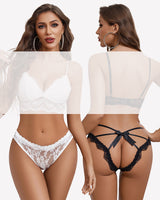 Cute Bow Back Hollow Out Low Rise Panty Black+white Lingeries-panties - Tophatter Daily Deals