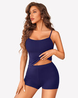 Sheer Back Heart Lace Pajama Set Navy Blue Sleepwears-Pajamas Sets - Tophatter Daily Deals