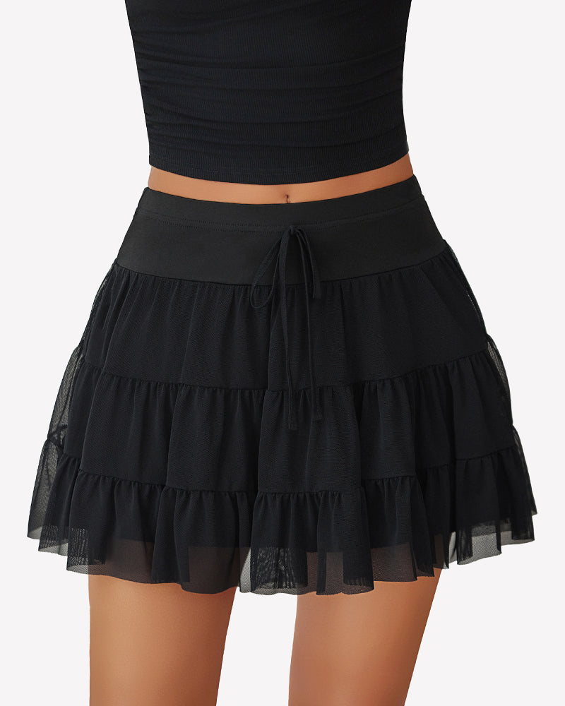 Mini Skirt Pleated Ruffle Y2k Skirts Black Lingeries-mini skirts - Tophatter Daily Deals