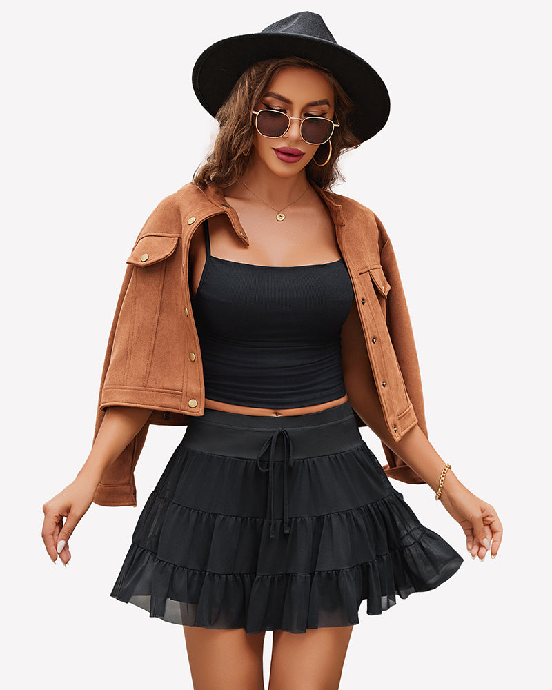Mini Skirt Pleated Ruffle Y2k Skirts Lingeries-mini skirts - Tophatter Daily Deals