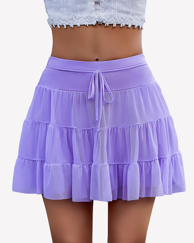 Mini Skirt Pleated Ruffle Y2k Skirts Lilac Lingeries-mini skirts - Tophatter Daily Deals