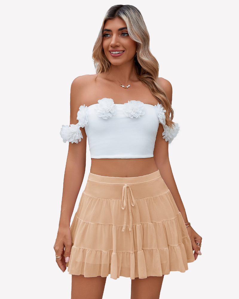 Mini Skirt Pleated Ruffle Y2k Skirts Khaki Lingeries-mini skirts - Tophatter Daily Deals