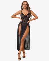 Long Lace Side Split Night Gowns Sleepwears-nightgowns - Tophatter Daily Deals