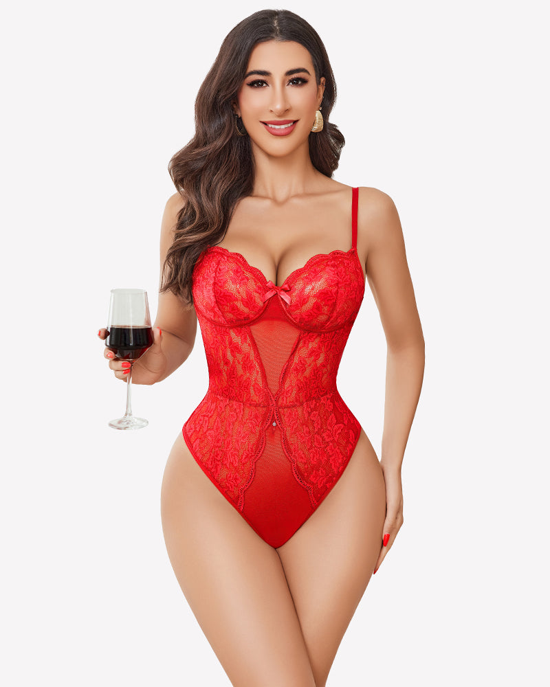 2 Piece Sheer Kimono Robe with Lace Teddy Lingeries-Bodysuits - Tophatter Daily Deals