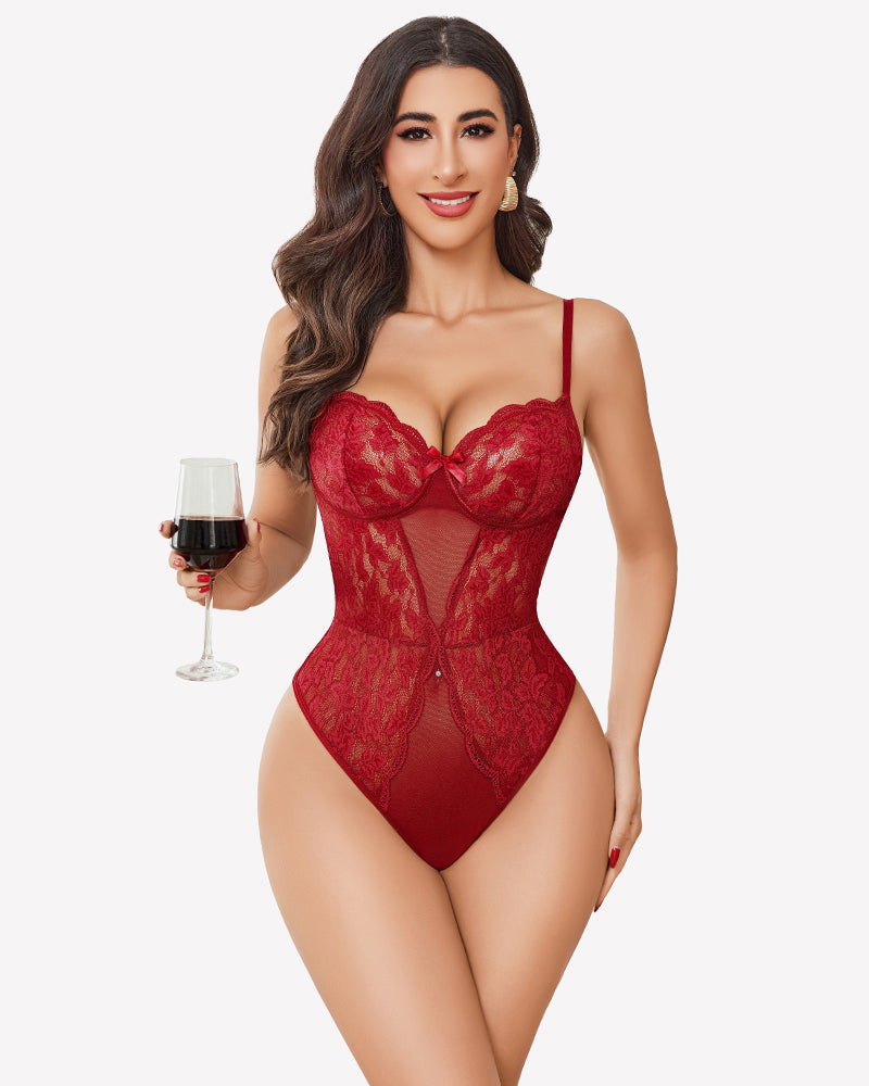 2 Piece Sheer Kimono Robe with Lace Teddy Lingeries-Bodysuits - Tophatter Daily Deals