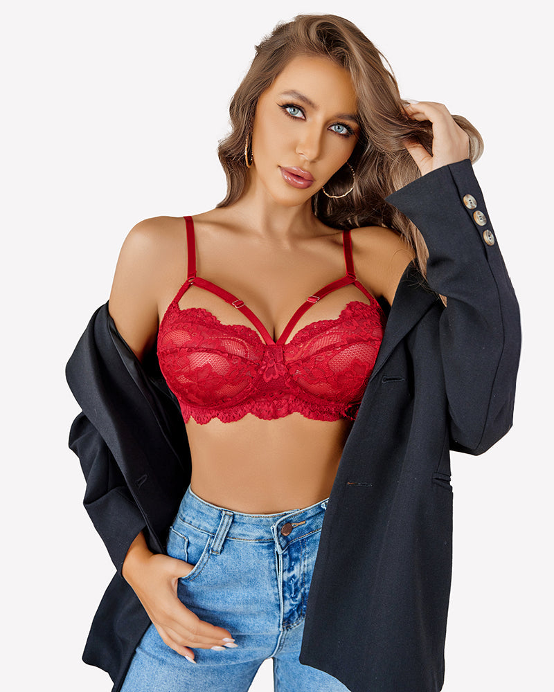 Lace Bra and Panty Sets 2 Piece Outfit Lingerie Sets-Bra Sets - Tophatter Daily Deals