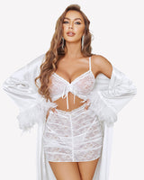 Ruched Lace Cutout Mesh Chemise Lingeries-Chemises - Tophatter Daily Deals