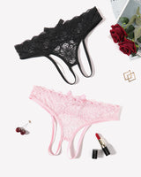 Lace Panties Hollow Out Rear Bowknot Briefs Black,pink Lingeries-panties - Tophatter Daily Deals