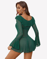 Rave Ruffle Off Shoulder Dress Lingerie-Babydolls - Tophatter Daily Deals