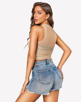 Sheer High Neck Tank Tops Lingeries-Crop tops - Tophatter Daily Deals