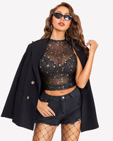 Sheer High Neck Tank Tops Lingeries-Crop tops - Tophatter Daily Deals