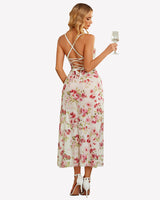 Floral Print Mesh Side Split Nightgown Sleepwears-nightgowns - Tophatter Daily Deals