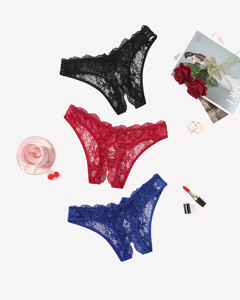 Floral Lace Briefs Hollow Out Bow Underwear Lingeries-panties - Tophatter Daily Deals