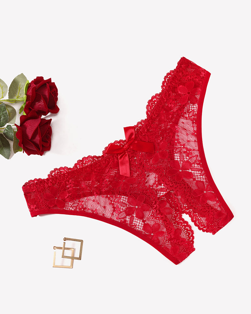 Floral Lace Briefs Hollow Out Bow Underwear Lingeries-panties - Tophatter Daily Deals