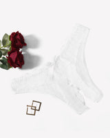 Floral Lace Briefs Hollow Out Bow Underwear White Lingeries-panties - Tophatter Daily Deals