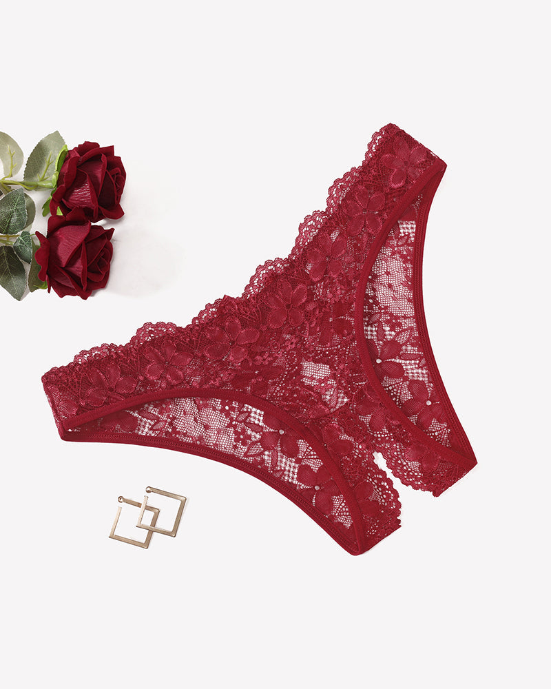 Floral Lace Briefs Hollow Out Bow Underwear Lingeries-panties - Tophatter Daily Deals