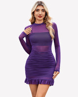 Long Sleeve Dress Sheer Mesh Dresses Lingeries-Chemises - Tophatter Daily Deals