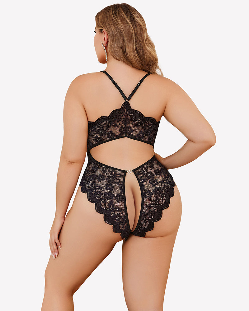 Plus Size Lace Crotchless Bodysuit Lingeries-Bodysuits - Tophatter Daily Deals