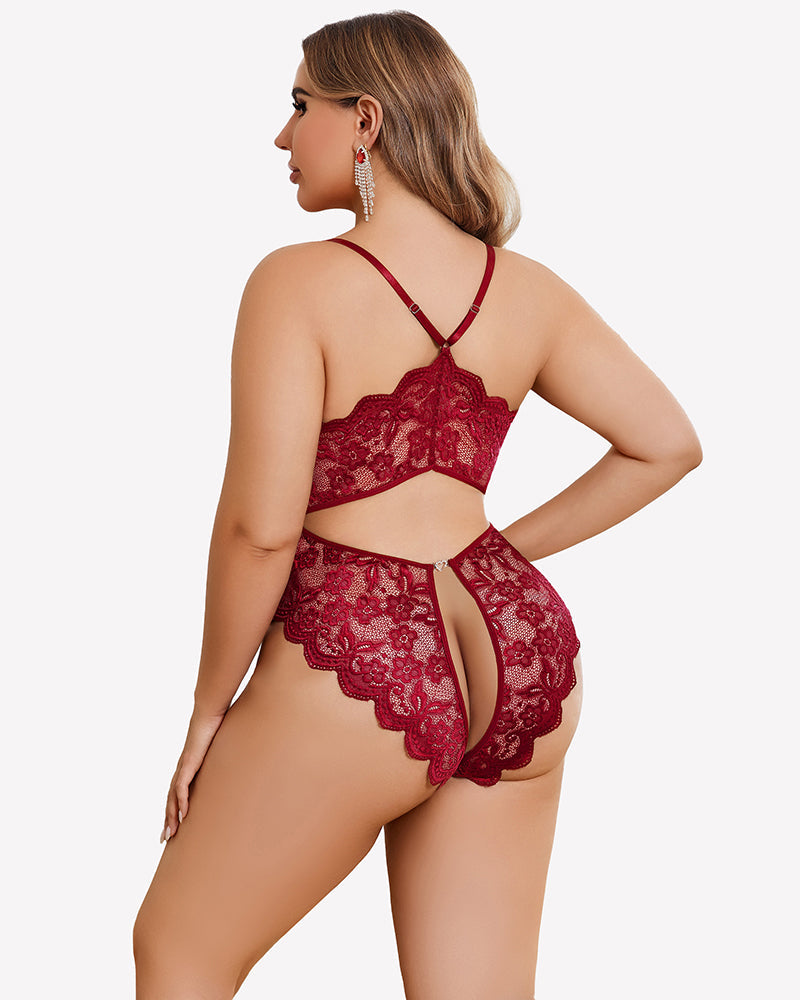 Plus Size Lace Crotchless Bodysuit Lingeries-Bodysuits - Tophatter Daily Deals