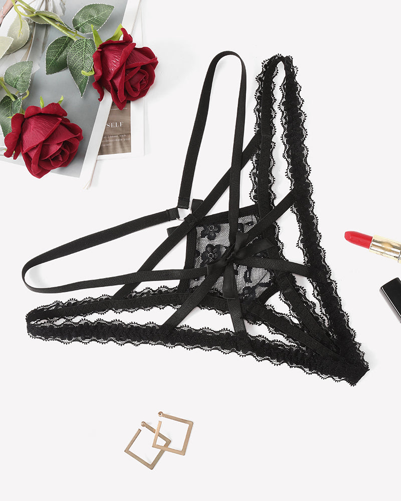Lace Panties Briefs Criss Cross Underwear Black Lingeries-panties - Tophatter Daily Deals