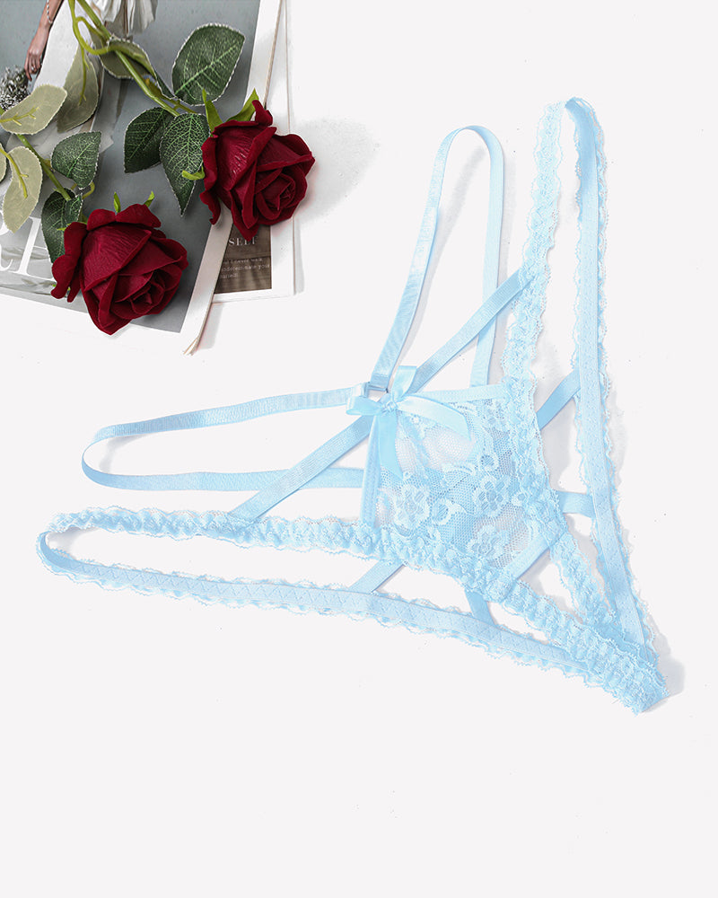 Lace Panties Briefs Criss Cross Underwear Sky Blue Lingeries-panties - Tophatter Daily Deals