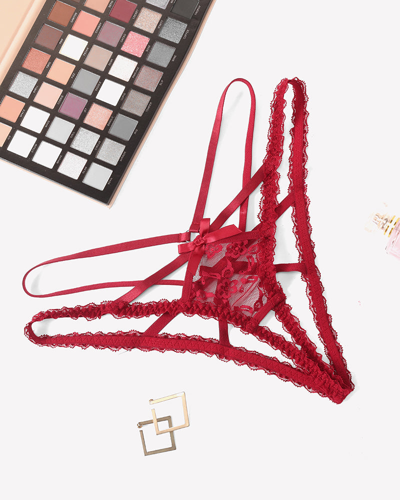Lace Panties Briefs Criss Cross Underwear Wine Red Lingeries-panties - Tophatter Daily Deals