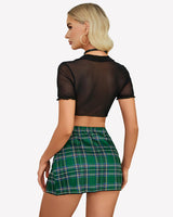 Costume Sheer Tie Top and Mini Skirt with Thong Lingerie Sets-Skirt Sets - Tophatter Daily Deals