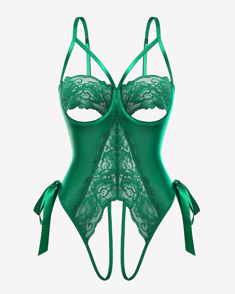 PU Cutout Teddy Underwire Bodysuits Lingeries-Bodysuits - Tophatter Daily Deals