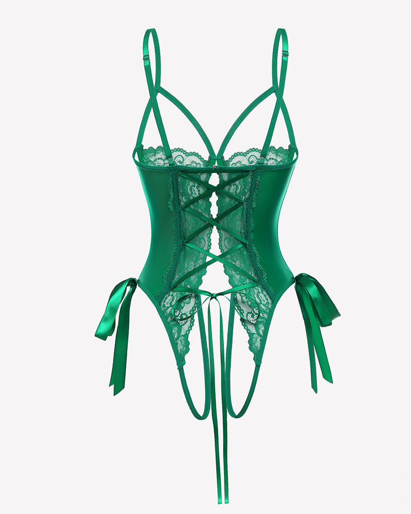 PU Cutout Teddy Underwire Bodysuits Lingeries-Bodysuits - Tophatter Daily Deals