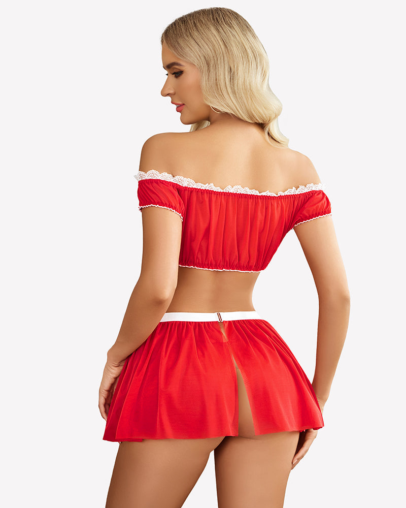 Mesh Top Mini Skirt with Thong (4pack) Lingerie Sets-Skirt Sets - Tophatter Daily Deals