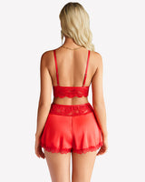 Lace Bra and Silk Satin Shorts with Mesh Robe Sleepwears-Pajamas Sets - Tophatter Daily Deals