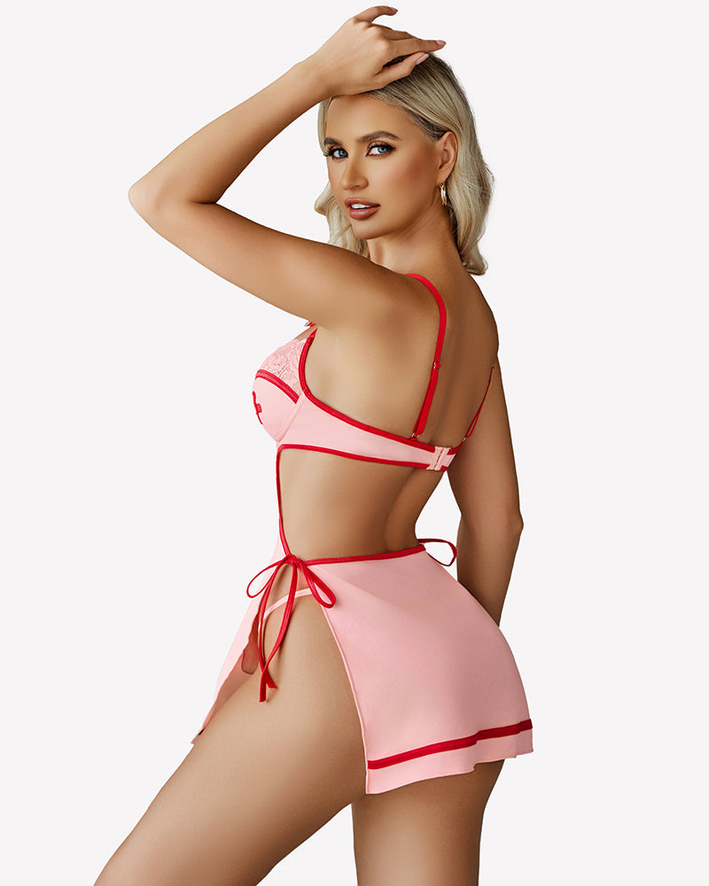 Side Slit Nighty Dress with G-String Lingerie-Babydolls - Tophatter Daily Deals