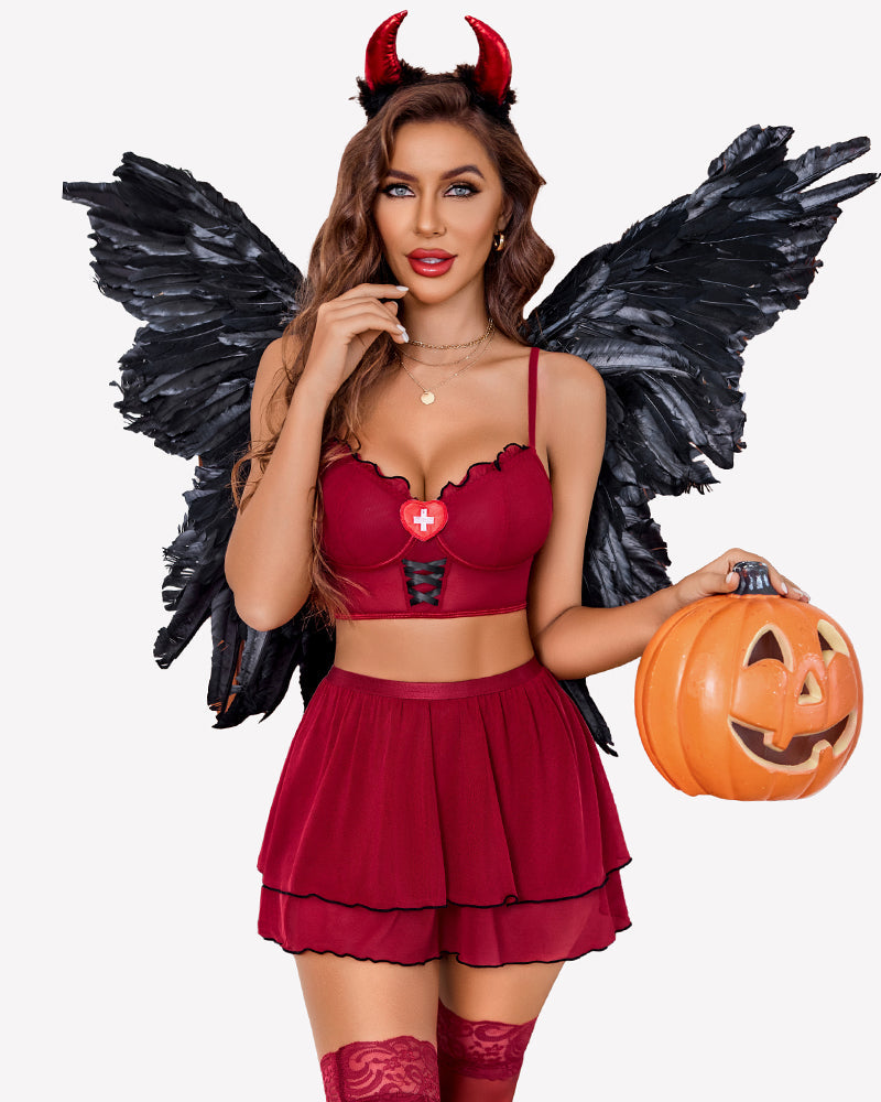 Contrast Mesh Maid Costume Set(3pack) Lingerie Sets-Skirt Sets - Tophatter Daily Deals