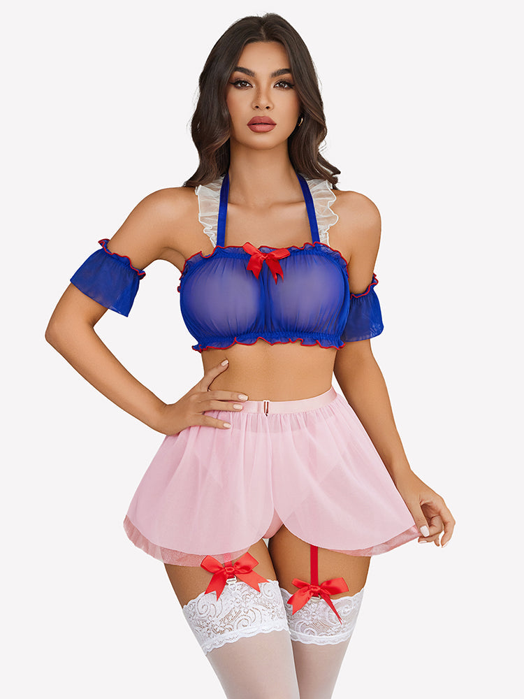 Costumes Mini Skirt Set with Garter Belt (5pack) Pink Lingerie Sets-Skirt Sets - Tophatter Daily Deals