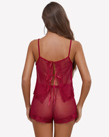 Sheer Open Front Polka Dot Shorts Set Sleepwears-Pajamas Sets - Tophatter Daily Deals