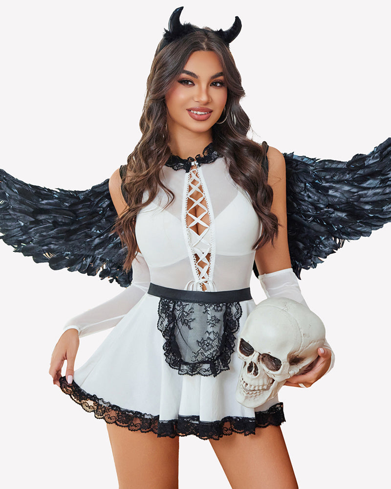 Maid Lingerie Costumes with Sheer Gloves Lingerie-Babydolls - Tophatter Daily Deals