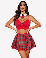 4 Pieces Lingerie Sets Student Costume Red Lingerie Sets-Skirt Sets - Tophatter Daily Deals