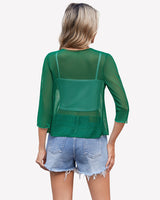 Tie Front Sheer Mesh Bolero Cardigan Lingeries-Crop tops - Tophatter Daily Deals