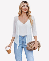 Tie Front Sheer Mesh Bolero Cardigan White Lingeries-Crop tops - Tophatter Daily Deals