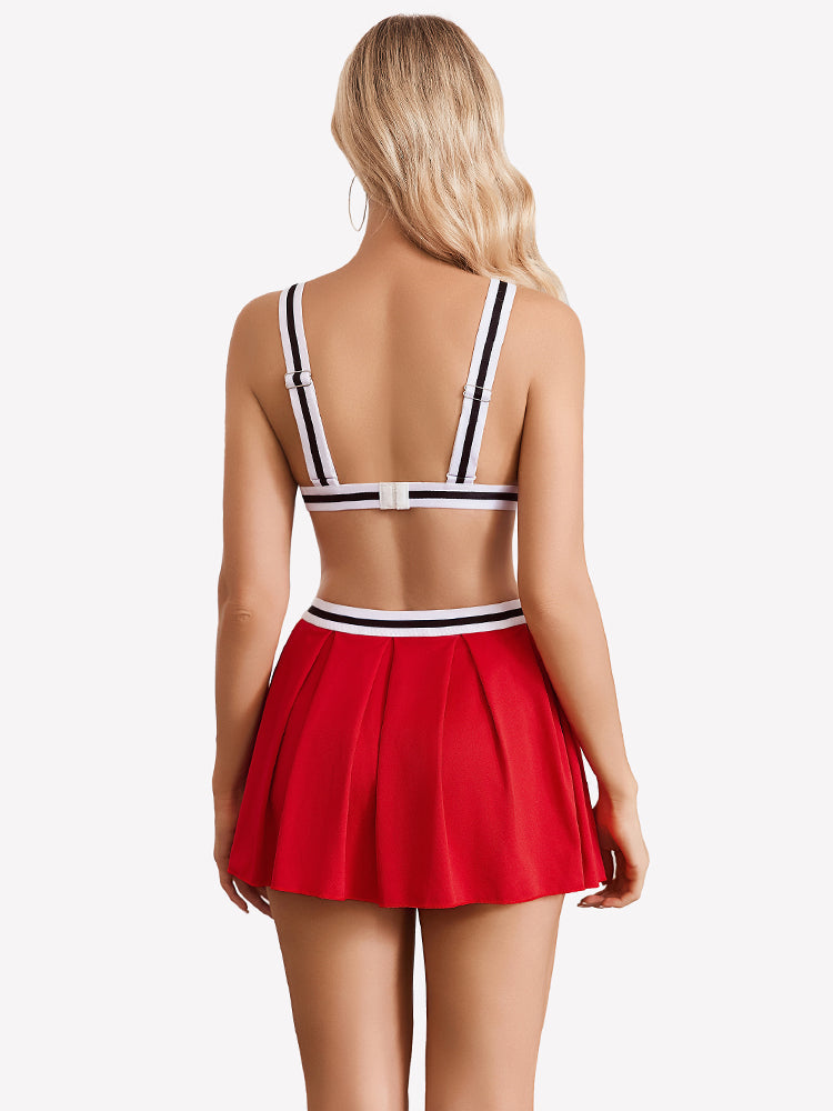 Costume Hollow Crop Top Pleated Skirts Set Lingerie Sets-Skirt Sets - Tophatter Daily Deals