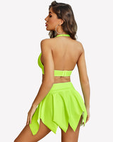 Leather 2 Piece Set Crop Top and Skirt Lingerie Sets-Skirt Sets - Tophatter Daily Deals