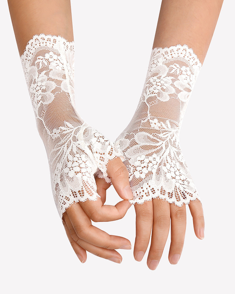 Short Lace Gloves Fingerless Bridal Wrist Glove Accessories - Tophatter Daily Deals