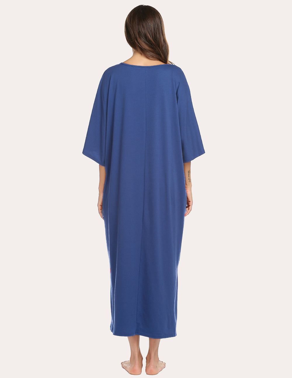 Ekouaer Oversized Split Hem Nightdress (US Only) Navy Loungewear - Tophatter Daily Deals